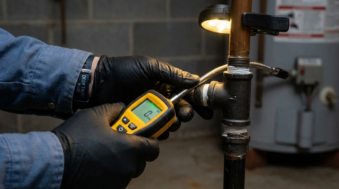 Gas leak detection with electronic sniffer by Johns Plumbing LLC in Granite City