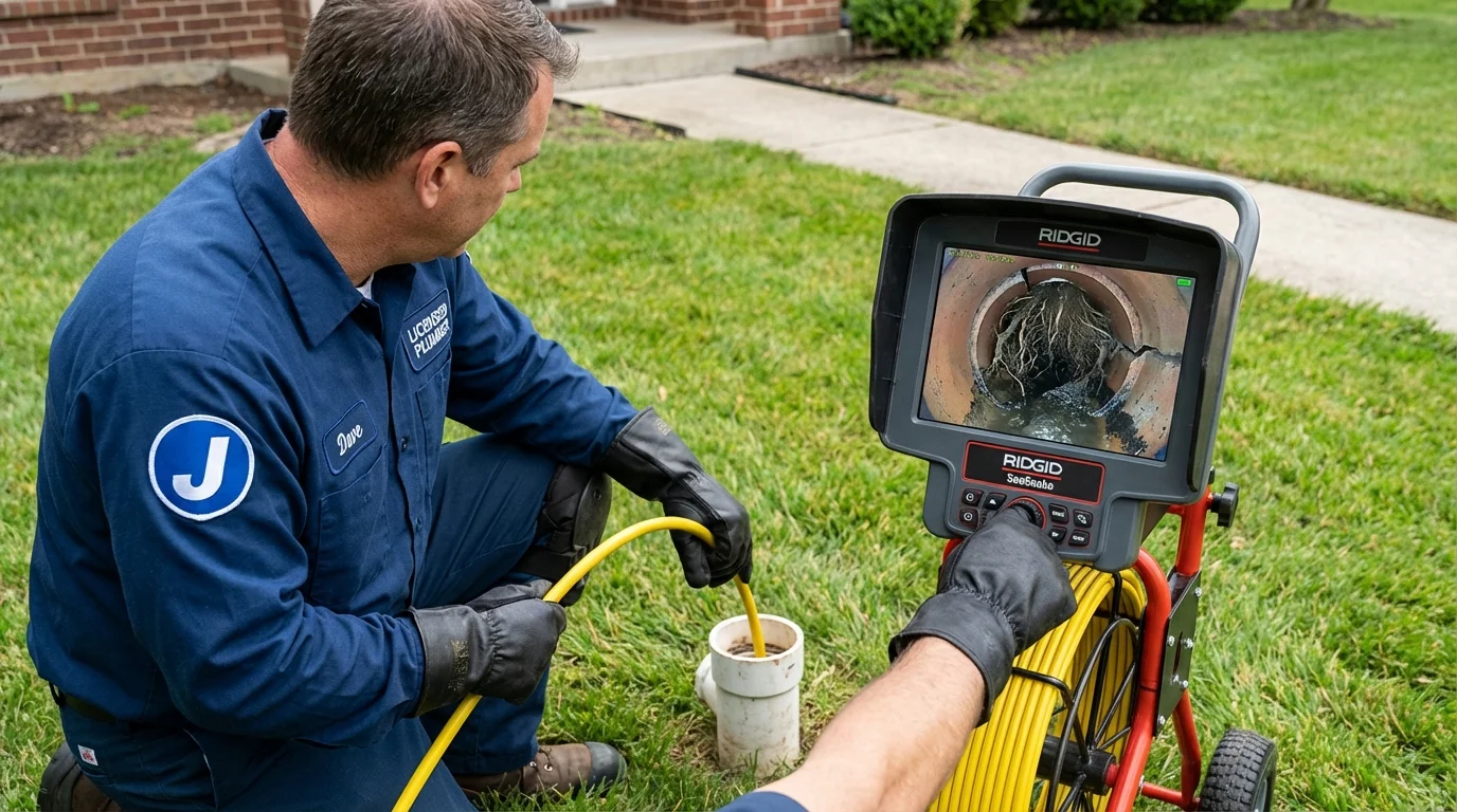 Sewer camera inspection being performed by Johns Plumbing LLC in Granite City