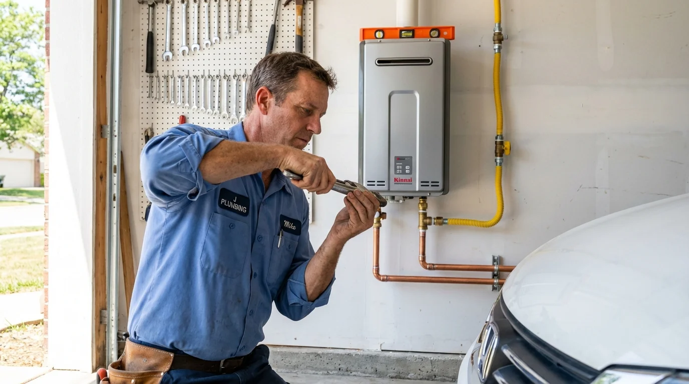 Tankless water heater installation by a Johns Plumbing LLC plumber in Granite City